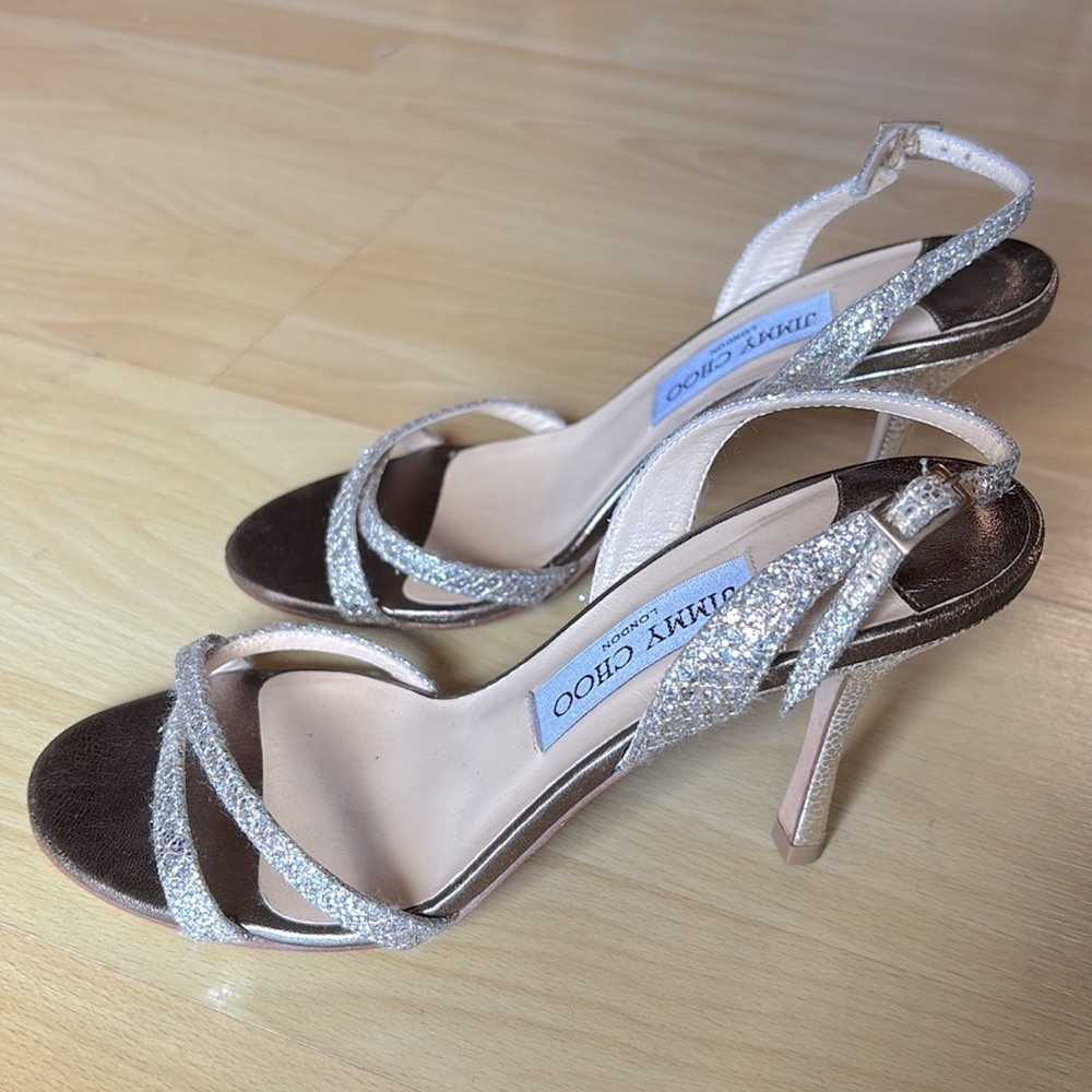 Jimmy Choo Champagne Glitter Sandals Pumps, size 36 - Picture 3 of 7